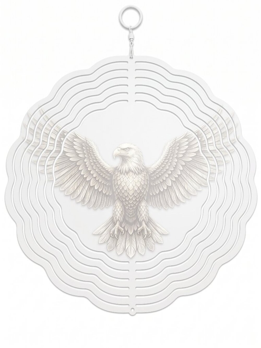 10" Golden Eagle Kinetic Wind Spinner - White Metal Hanging Garden Yard Decor